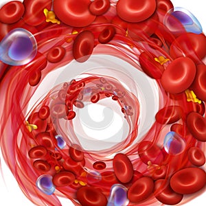 Circulation of erythrocytes, leukocytes and platelets in plasma. V photo